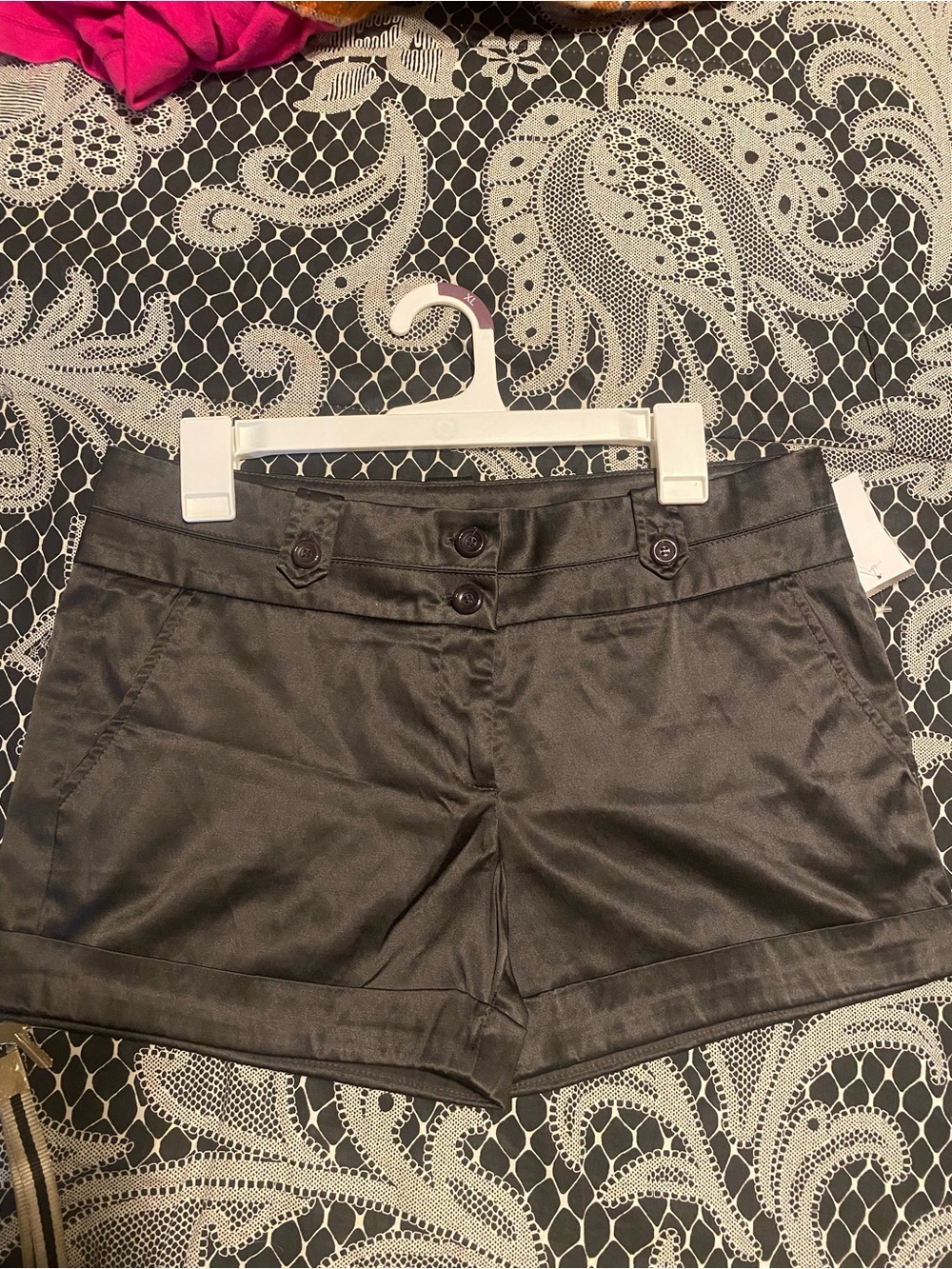 Women's Satin High-Waist Black Shorts